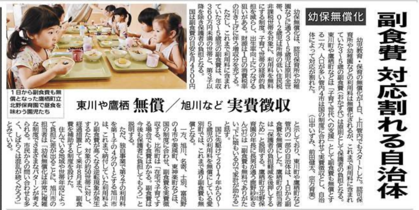 2019年10月3日の北海道新聞の記事